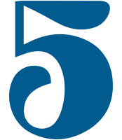 Number 5 in blue curly font